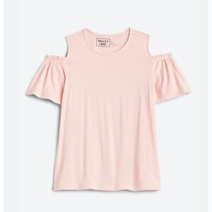Bailey Lane Coral Cold Shoulder Ruffle Sleeve Top Girls M 8-10 NWT